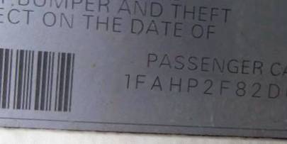 VIN 1FAHP2F82DG121199