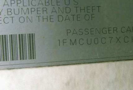 VIN 1FMCU0C7XCKC42745