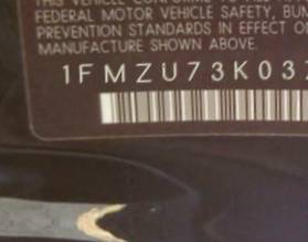 VIN 1FMZU73K03ZA69624