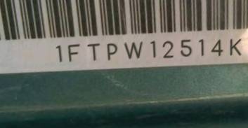 VIN 1FTPW12514KC61014