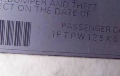 VIN 1FTPW125X6KD72390