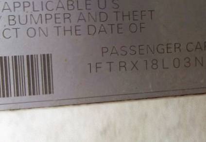 VIN 1FTRX18L03NA53490