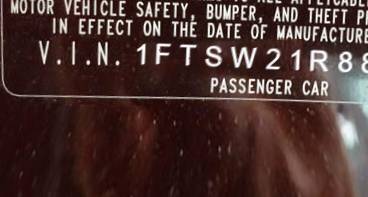 VIN 1FTSW21R88ED78226