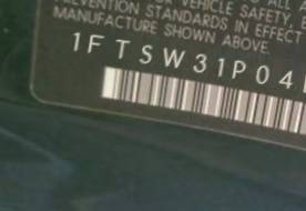 VIN 1FTSW31P04EB15131