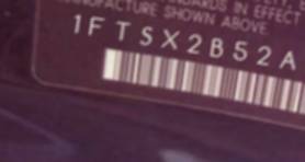 VIN 1FTSX2B52AEB40905