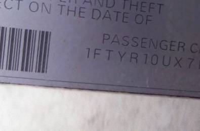 VIN 1FTYR10UX7PA13132