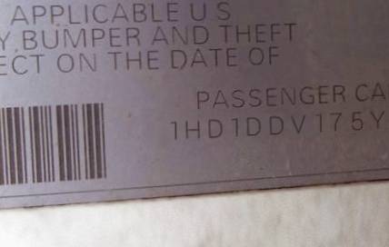 VIN 1HD1DDV175Y604606