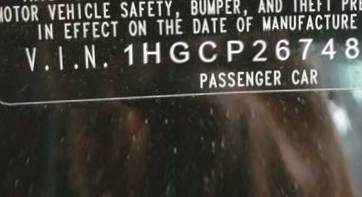 VIN 1HGCP26748A059360