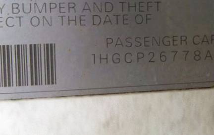 VIN 1HGCP26778A152986