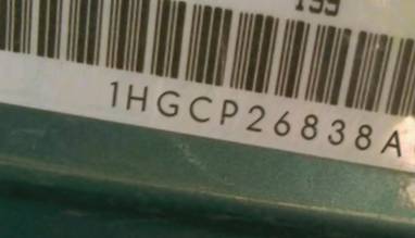 VIN 1HGCP26838A077017