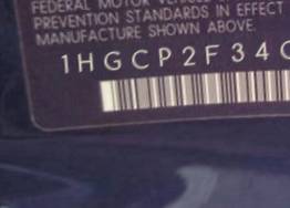 VIN 1HGCP2F34CA163725