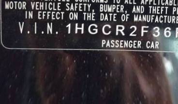 VIN 1HGCR2F36FA121698