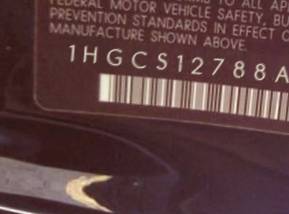 VIN 1HGCS12788A030281