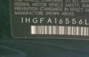 VIN 1HGFA16556L036839