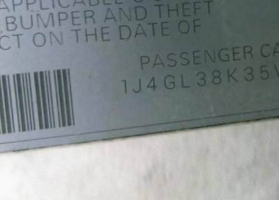 VIN 1J4GL38K35W546254