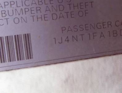 VIN 1J4NT1FA1BD289110