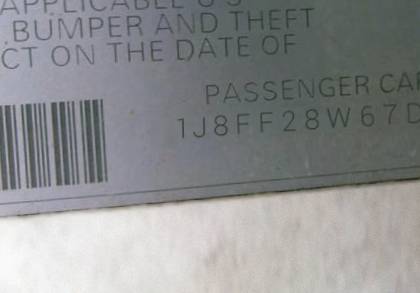 VIN 1J8FF28W67D419592