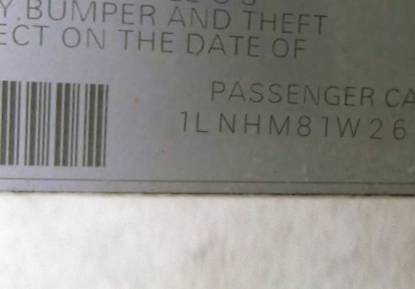 VIN 1LNHM81W26Y608245