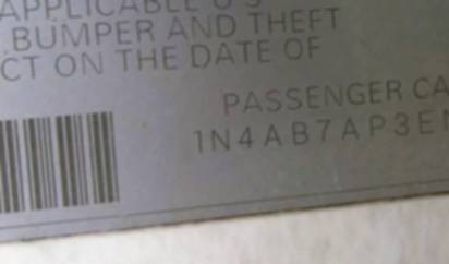 VIN 1N4AB7AP3EN850160