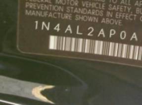 VIN 1N4AL2AP0AC131079