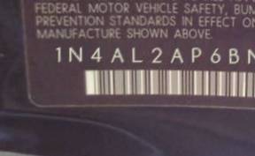 VIN 1N4AL2AP6BN406962