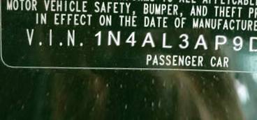 VIN 1N4AL3AP9DC214438