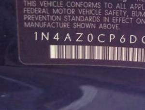 VIN 1N4AZ0CP6DC405860