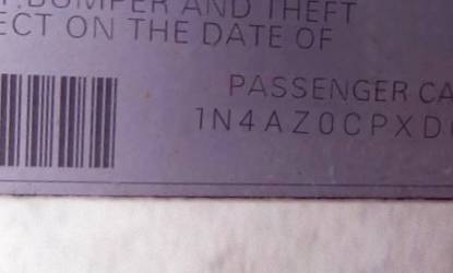 VIN 1N4AZ0CPXDC403187