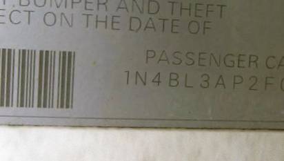 VIN 1N4BL3AP2FC488782