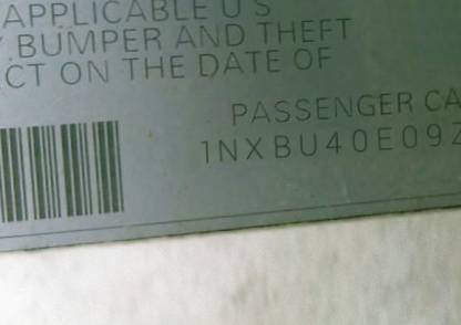 VIN 1NXBU40E09Z159196