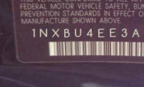 VIN 1NXBU4EE3AZ225222