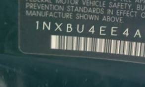 VIN 1NXBU4EE4AZ320954