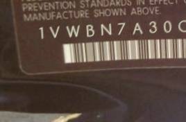 VIN 1VWBN7A30CC066530