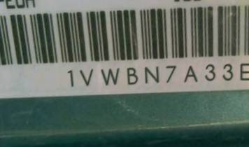 VIN 1VWBN7A33EC082031