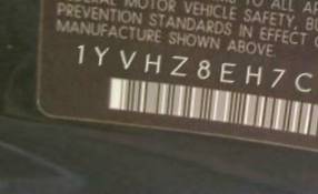 VIN 1YVHZ8EH7C5M01102