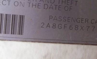 VIN 2A8GF68X77R148589