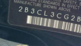 VIN 2B3CL3CG2BH553585