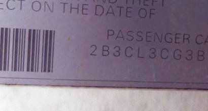 VIN 2B3CL3CG3BH517016