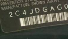 VIN 2C4JDGAG0CR299089