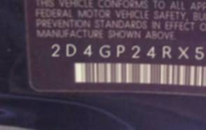 VIN 2D4GP24RX5R238002