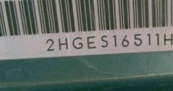 VIN 2HGES16511H511109