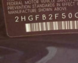 VIN 2HGFB2F50CH607746