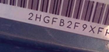 VIN 2HGFB2F9XFH528169