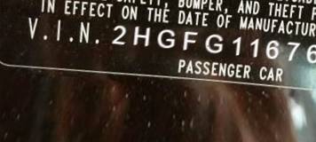 VIN 2HGFG11676H506588