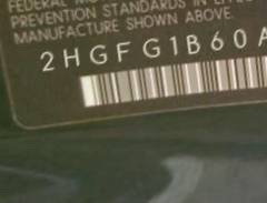 VIN 2HGFG1B60AH538127