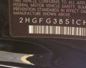 VIN 2HGFG3B51CH558196