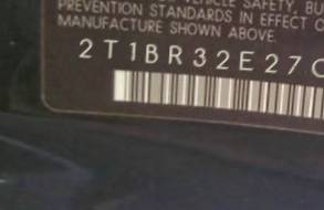VIN 2T1BR32E27C802252