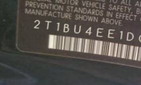 VIN 2T1BU4EE1DC024585