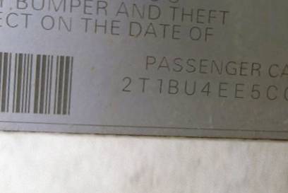 VIN 2T1BU4EE5CC764560