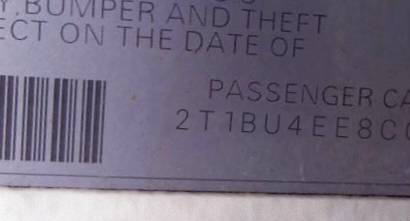 VIN 2T1BU4EE8CC780638